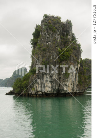 Limestone cliff in Lan Ha Bay. Limestone cliff in Lan Ha Bay. 127751618