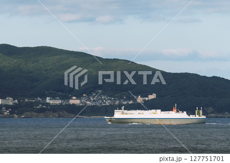 【東京九州フェリーはまゆう新門司行　土佐清水沖を航行　RORO船】 127751701