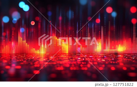 Dynamic Visualization: Digital landscape with geometric shapes and vibrant colors 127751822