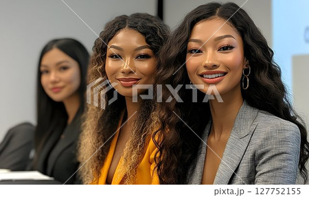 Diverse professional women collaborating in a business environment setting 127752155