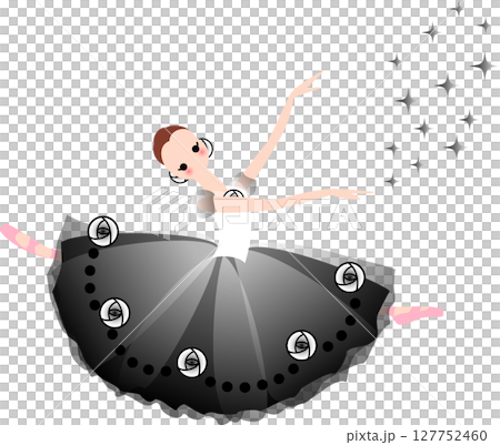 バレエを踊るバレリーナ　黒色の衣装 127752460