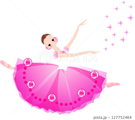 バレエを踊るバレリーナ　ローズ色の衣装 127752464