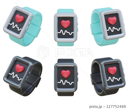 Smartwatch with heart rate display 3D Graphic 127752489