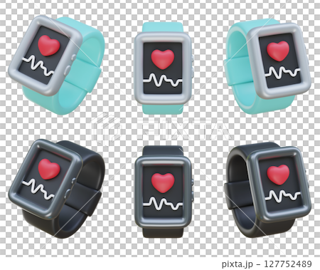 Smartwatch with heart rate display 3D Graphic 127752489