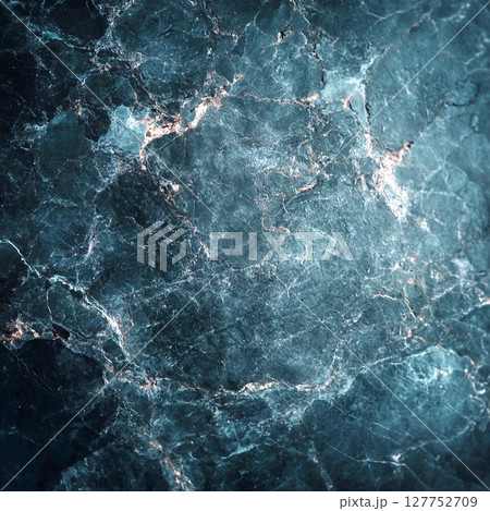 Dark Teal Marble with Fine Light Veins and Natural Patterns 127752709