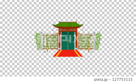 Temple garden architecture on white background Temple garden architecture on white background 127753115