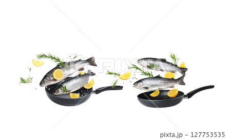 Pan-fried fish for a delicious and healthy meal 127753535