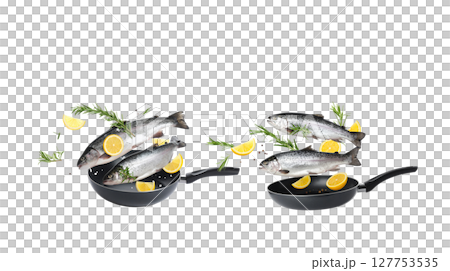 Pan-fried fish for a delicious and healthy meal 127753535