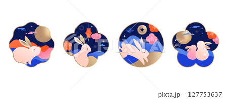 Chinese Mid-Autumn Festival and Korean Chuseok geometric backgrounds Chinese Mid-Autumn Festival and Korean Chuseok geometric backgrounds 127753637
