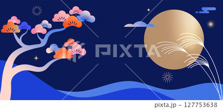 Geometric Background for Mid-Autumn Festival and Chinese New Year 127753638
