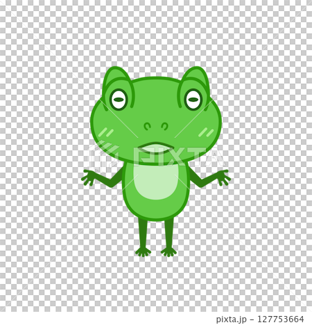 カエルイラスト（緑・レクチャー） 127753664