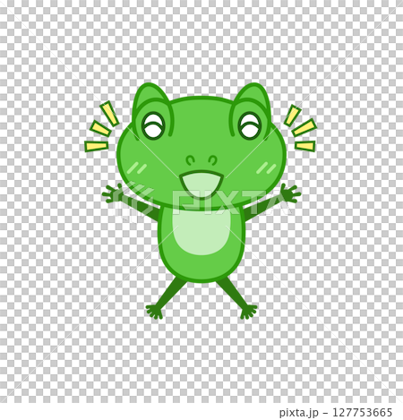 カエルイラスト（緑・嬉しい） 127753665