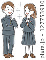 憧れや夢を語る制服姿の男女の学生のイラスト　全身 127753910
