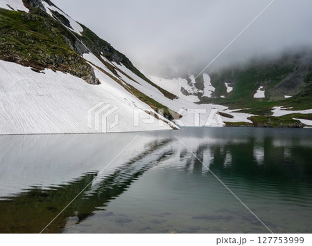 Gloomy mountain lake, 127753999