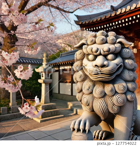 神秘的な狛犬のイラスト 127754022