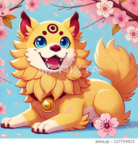 神秘的な狛犬のイラスト 127754023