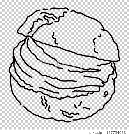 糕點店裡的奶油泡芙的簡單線條畫插圖 127754088