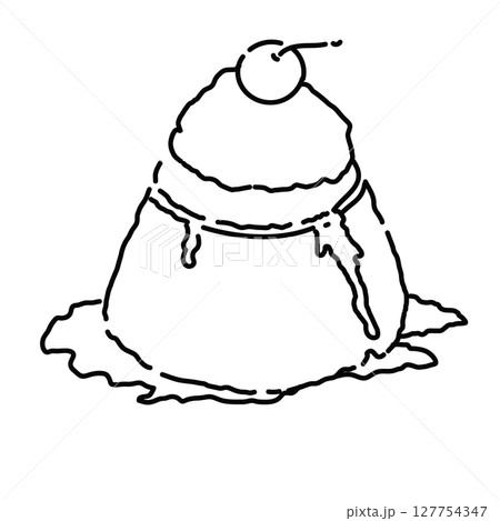 レトロな喫茶店のプリンのシンプル線画イラスト レトロな喫茶店のプリンのシンプル線画イラスト 127754347