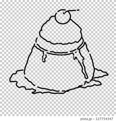 レトロな喫茶店のプリンのシンプル線画イラスト レトロな喫茶店のプリンのシンプル線画イラスト 127754347