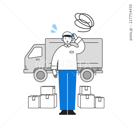 置き配で配達する配送業のテーマイラスト 人手不足 置き配で配達する配送業のテーマイラスト 人手不足 127754450