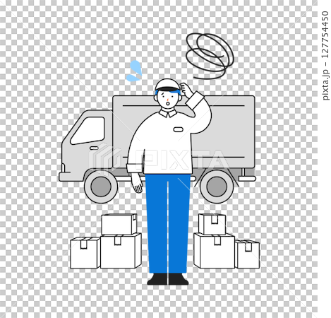 置き配で配達する配送業のテーマイラスト 人手不足 置き配で配達する配送業のテーマイラスト 人手不足 127754450