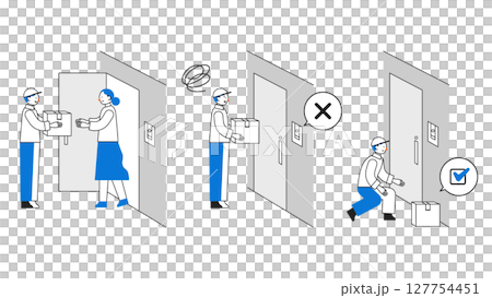 置き配で配達する配送業のテーマイラスト　置き配 127754451