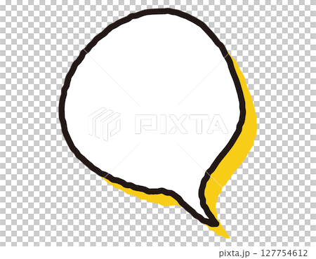 Hand-drawn style yellow shaded speech bubble with irregular circles 18 127754612