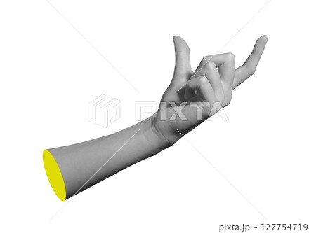 Hand holding object between thumb and forefinger in precise pinch gesture, showing clean wrist and Hand holding object between thumb and forefinger in precise pinch gesture, showing clean wrist and 127754719