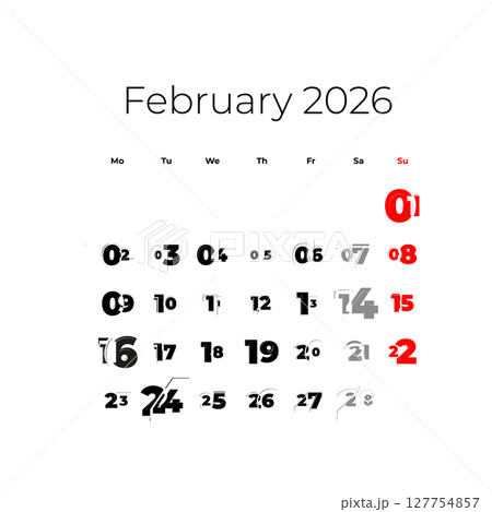 February 2026 calendar 127754857