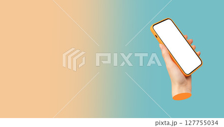smartphone with a blank screen, ideal for showcasing apps, online shopping, or digital marketing smartphone with a blank screen, ideal for showcasing apps, online shopping, or digital marketing 127755034