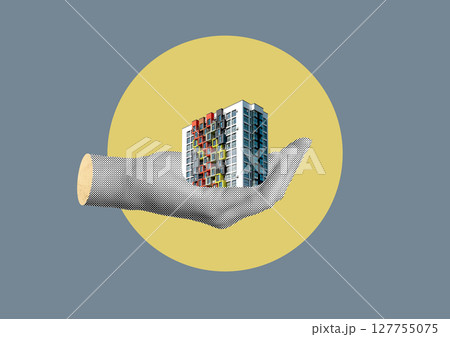 Modern residential building in an urban setting, showcasing contemporary architecture and luxury. Modern residential building in an urban setting, showcasing contemporary architecture and luxury. 127755075