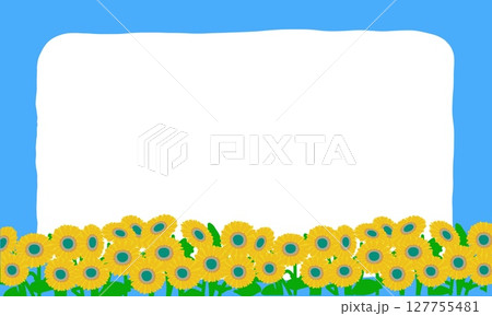 群生するひまわりと青空のポストカード 127755481