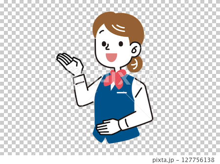身穿制服的女員工正在解釋 身穿制服的女員工正在解釋 127756138