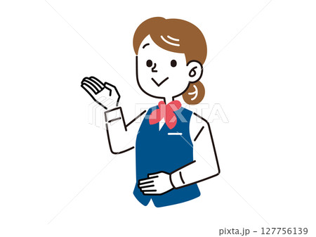 笑顔で明るく案内する制服の女子社員 127756139