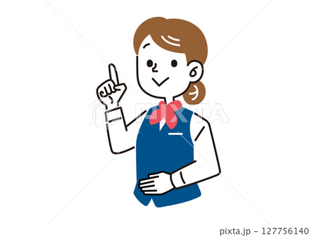 指を立てる制服の女子社員 指を立てる制服の女子社員 127756140