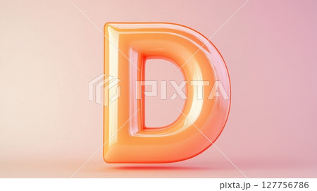 Letter D font orange frame uppercase for children toy learning with game play on solid background 127756786