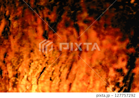熱波の強い燃え上がる炎と黒煙の重苦しい抽象アートテクスチャー 127757292
