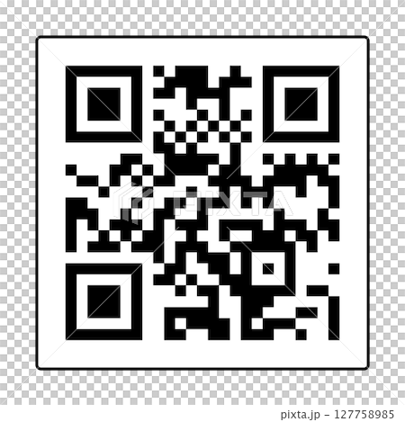 QRコード風のデザイン用サンプル素材 - 黒枠が付いた白い背景の二次元コードの見本 | 25セル QRコード風のデザイン用サンプル素材 - 黒枠が付いた白い背景の二次元コードの見本 | 25セル 127758985