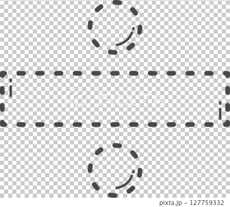 Division sign illustration. Dotted line. 127759332