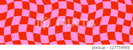 Seamless retro checker pattern background with red and pink wavy squares in groovy style. Abstract checkerboard vector for wallpaper, wrapping paper, fabric, funky prints. Drag to swatches panel Seamless retro checker pattern background with red and pink wavy squares in groovy style. Abstract checkerboard vector for wallpaper, wrapping paper, fabric, funky prints. Drag to swatches panel 127759908