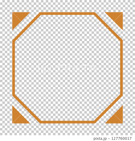 Orange octagonal frame with diagonal corner design on white background 127760017