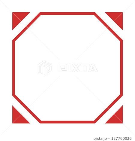 白背景の赤八角形フレーム+斜め角デザイン 白背景の赤八角形フレーム+斜め角デザイン 127760026