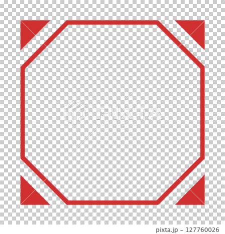 白背景の赤八角形フレーム+斜め角デザイン 白背景の赤八角形フレーム+斜め角デザイン 127760026