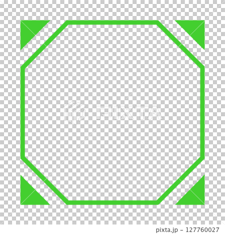 Green octagonal frame with white background and diagonal corner design 127760027