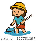 生き物探しする女の子 127761197