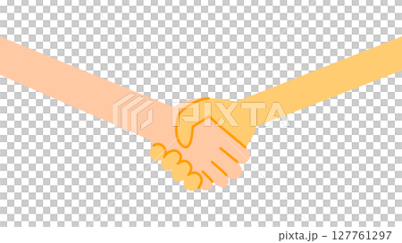 Light pink and light orange hands shaking 127761297