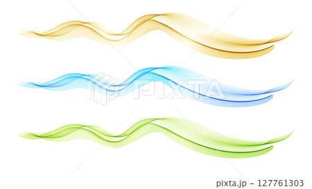 Abstract Background, Transparent Waved Lines. Soft Blue and Green Smoke Wave BG. Colorful Gradient Flowing Wavy Lines. Vector illustration. 127761303
