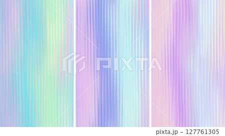 Vector Abstract Colorful Blurred Holographic Gradient background. Vertical Ribbed glass texture. Pastel bg. 127761305