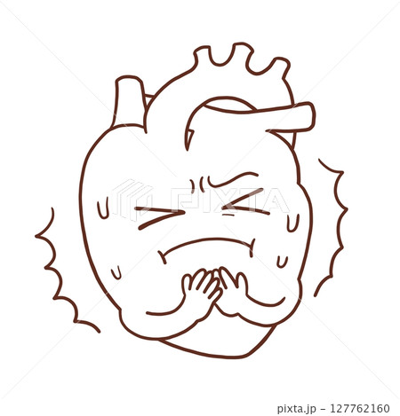 苦しそうな心臓(線画) 127762160