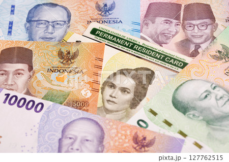 American permanent resident card on Indonesian rupiah American permanent resident card on Indonesian rupiah 127762515